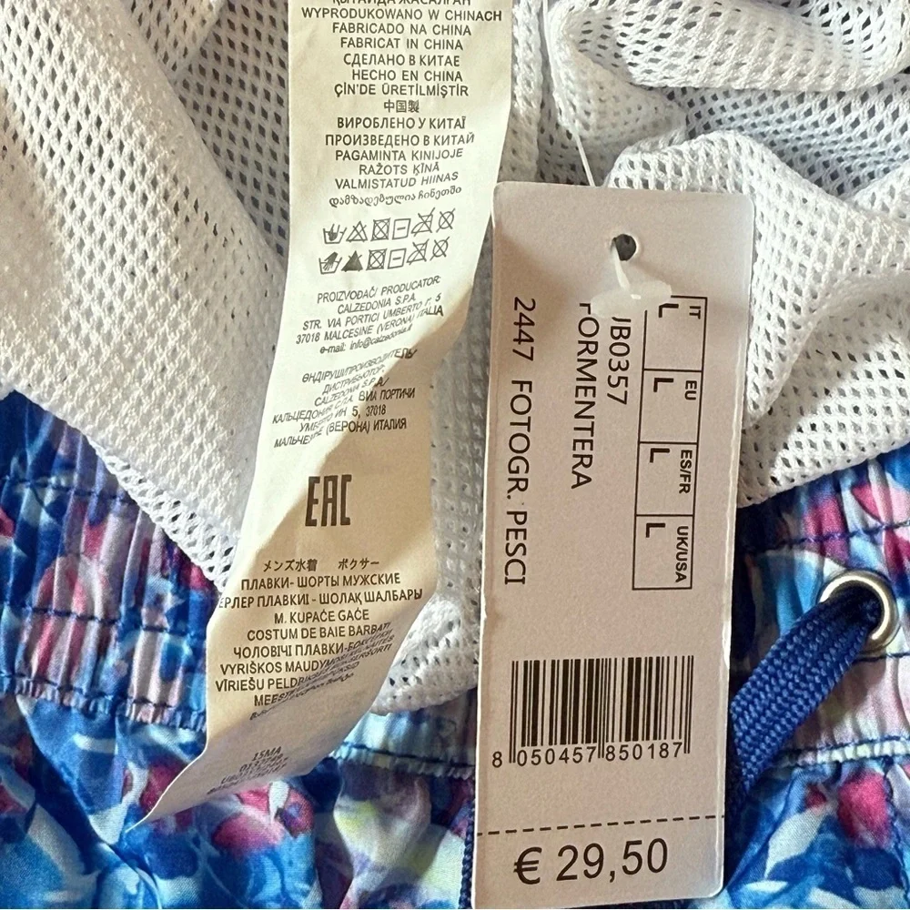 NWT Calzedonia Blue Patterned Men’s Swim Trunks Size L